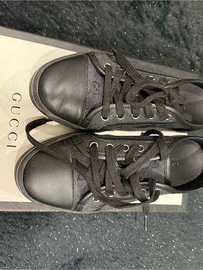 Gucci Kids Black Lace-Up Sneakers